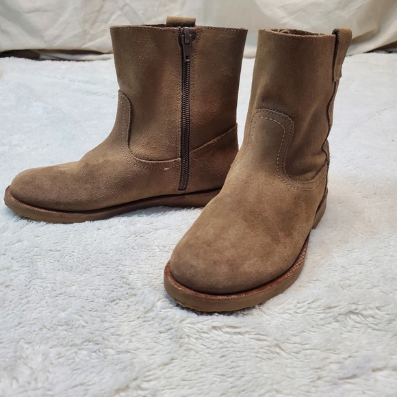 Zara Tan Suede Romantic Boho Classic Bohemian Leather Bootie Ankle Boot Girl 1.5 - Picture 1 of 8